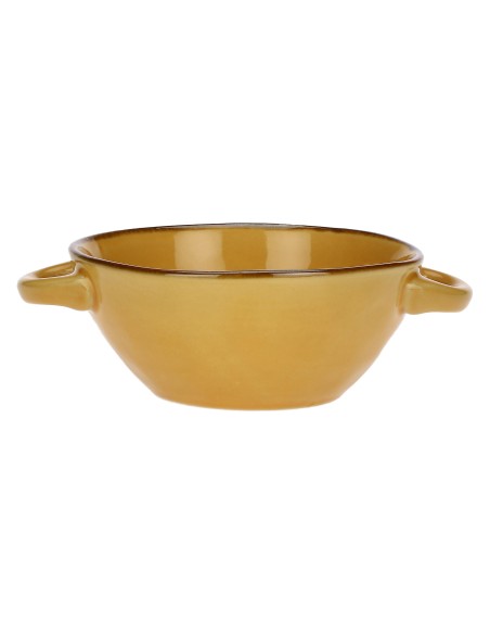 Rose e Tulipani·concerto Ocra ciotola zuppa con Manici·600 Cc·stoneware