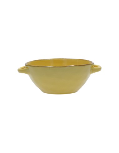 Rose e Tulipani·concerto Ocra ciotola zuppa con Manici·600 Cc·stoneware