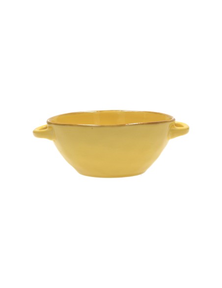 Rose e Tulipani·concerto Ocra ciotola zuppa con Manici·600 Cc·stoneware