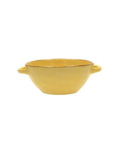 Rose e Tulipani·concerto Ocra ciotola zuppa con Manici·600 Cc·stoneware