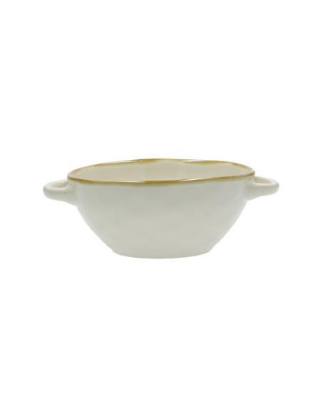Rose e Tulipani·concerto Avorio ciotola zuppa con Manici·600 Cc·stoneware