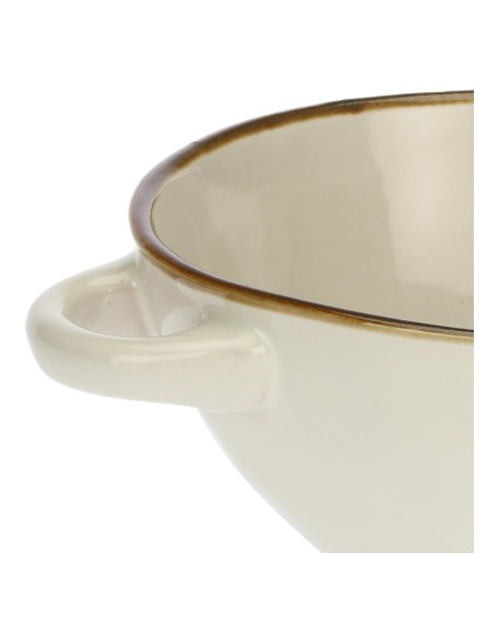 Rose e Tulipani·concerto Avorio ciotola zuppa con Manici·600 Cc·stoneware