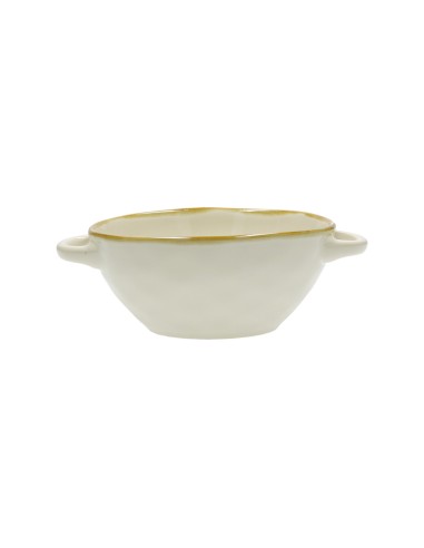 Rose e Tulipani·concerto Avorio ciotola zuppa con Manici·600 Cc·stoneware