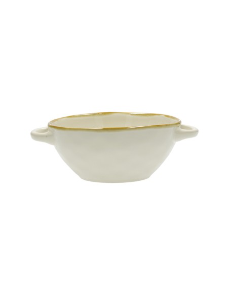 Rose e Tulipani·concerto Avorio ciotola zuppa con Manici·600 Cc·stoneware