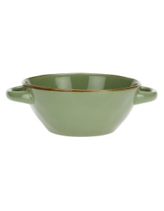 Rose e Tulipani·concerto Verde Oliva ciotola zuppa con Manici·600 Cc·stoneware