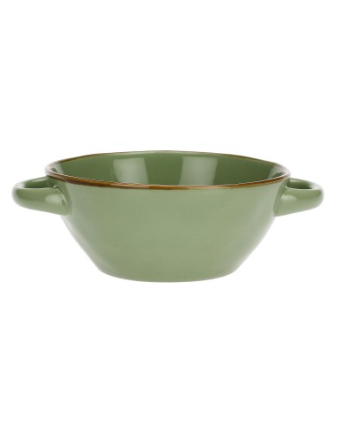 Rose e Tulipani·concerto Verde Oliva ciotola zuppa con Manici·600 Cc·stoneware