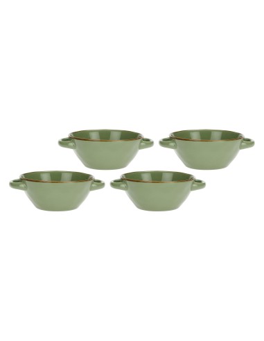 Rose e Tulipani·concerto Verde Oliva ciotola zuppa con Manici·600 Cc·stoneware