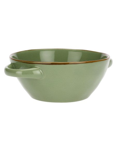 Rose e Tulipani·concerto Verde Oliva ciotola zuppa con Manici·600 Cc·stoneware