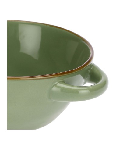 Rose e Tulipani·concerto Verde Oliva ciotola zuppa con Manici·600 Cc·stoneware