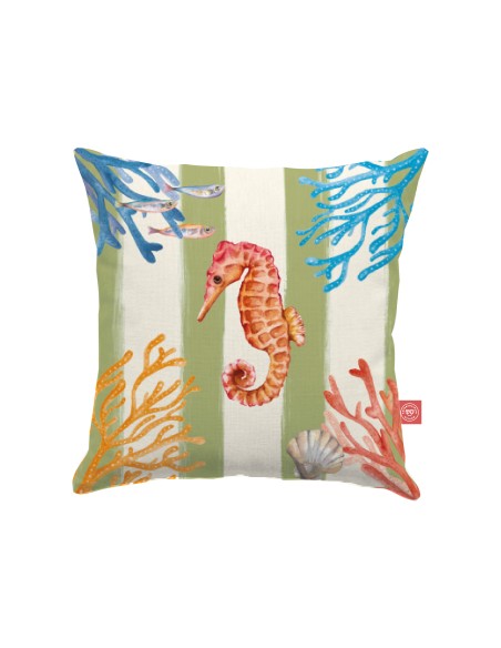 Rose e Tulipani· Litorale Cuscino sfoderabile Verde·45x45 Cm·tessuto