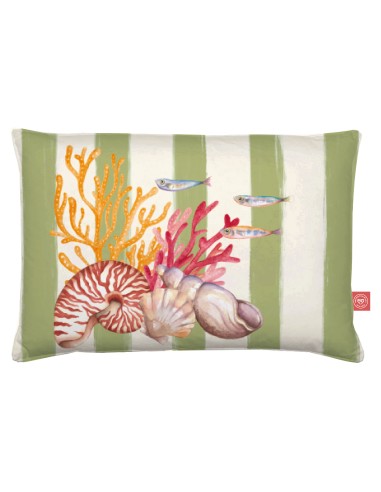 Rose e Tulipani· Litorale Cuscino sfoderabile Verde·40x60 Cm·tessuto