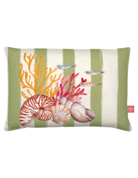 Rose e Tulipani· Litorale Cuscino sfoderabile Verde·40x60 Cm·tessuto