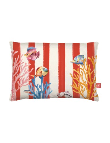 Rose e Tulipani· Litorale Cuscino sfoderabile Rosso·50x80 Cm·tessuto
