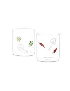 Rose e Tulipani·lieve Set 2 Bicchieri Fortuna·ø8x9 Cm·borosilicato Ø8X9 Cm Gift Box