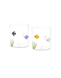 Rose e Tulipani·lieve Set 2 Bicchieri Pesci·ø8x9 Cm·borosilicato Ø8X9 Cm Gift Box