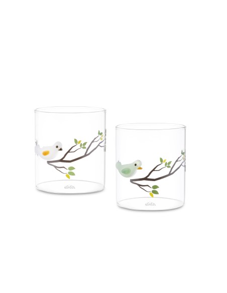 Rose e Tulipani·lieve Set 2 Bicchieri Ucc·ø8x9 Cm·borosilicato Ø8X9 Cm Gift Box