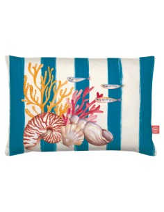 Rose e Tulipani· Litorale Cuscino sfoderabile 40x60 cm Blu tessuto