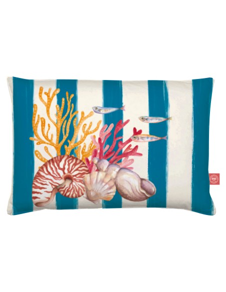 Rose e Tulipani· Litorale Cuscino sfoderabile 40x60 cm Blu tessuto