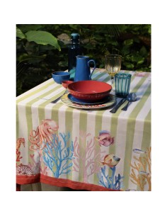 Rose e Tulipani· Litorale Tovaglia Antimacchia 150x250 Cm·tessuto