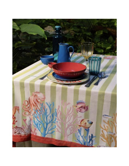 Rose e Tulipani· Litorale Tovaglia Antimacchia 150x250 Cm·tessuto