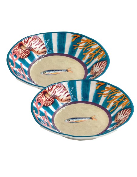 Rose e Tulipani· Litorale Set 2 Piatti Fondi ø 21 Cm·melamina Gift Box
