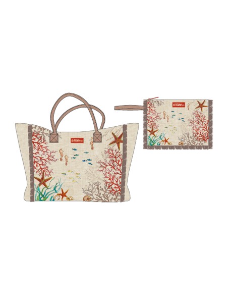 Rose e Tulipani· Sea Life Borsa Pochette·tessuto