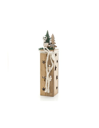 TORRE DI NATALE RENNA LUMINOSA IN LEGNO C/LED H41