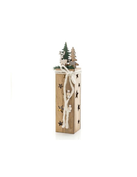 TORRE DI NATALE RENNA LUMINOSA IN LEGNO C/LED H41