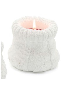 CANDELA CON CONTENITORE EFFETTO MAGLIA D. 8 CM