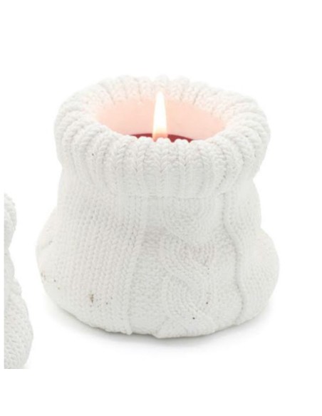 CANDELA CON CONTENITORE EFFETTO MAGLIA D. 8 CM