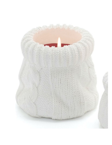 CANDELA CON CONTENITORE EFFETTO MAGLIA D. 10 CM