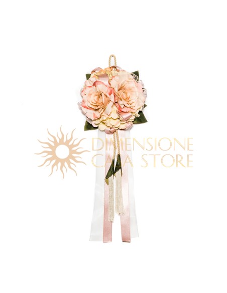 Decorazione floreale appendibile, con nappe e natri, malva