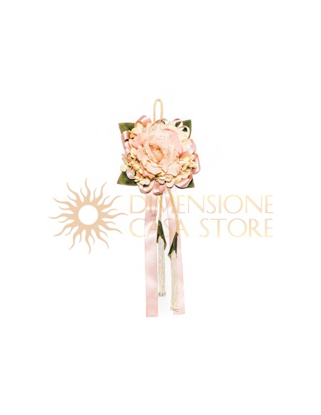 Decorazione floreale appendibile, con nappe e natri, malva