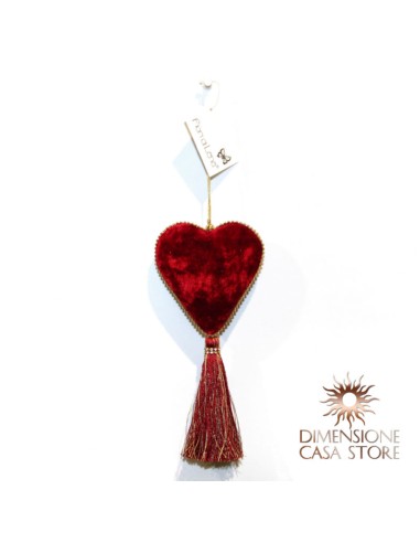 Decorazione appendibile Cuore in velluto rosso