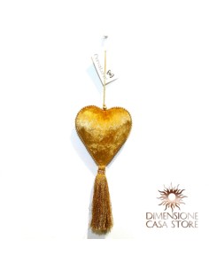 Decorazione appendibile Cuore in velluto oro