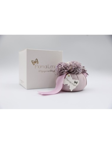 Fiori di Lena - Puffo mini lilla, con dalie e nebbiolina, con scatola