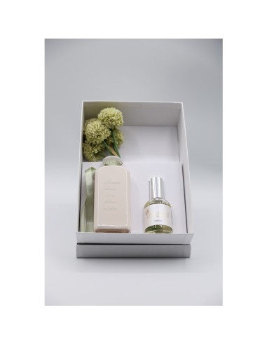 Fiori di Lena - Fiori di Lena - Bottiglina con scritta e dalie con profumo spray Vaniglia 50 ml in scatola regalo
