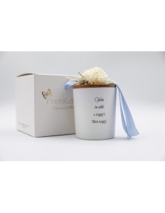 Fiori di Lena - Candela profumata 140 gr con coperchio dalie e contenitore con scritta, con scatola