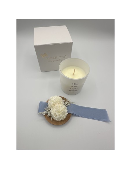 Fiori di Lena - Candela profumata 140 gr con coperchio dalie e contenitore con scritta, con scatola