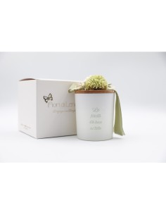 Fiori di Lena - Candela profumata 140 gr con coperchio dalie e contenitore con scritta, con scatola