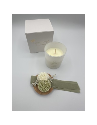 Fiori di Lena - Candela profumata 140 gr con coperchio dalie e contenitore con scritta, con scatola