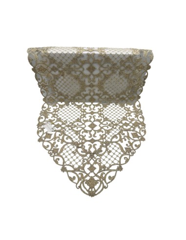 Fiori di Lena - Runner in pizzo oro ovale retato cm 140X45
