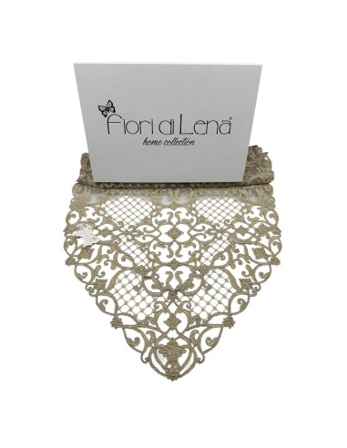 Fiori di Lena - Runner in pizzo oro ovale retato cm 140X45