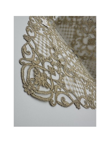 Fiori di Lena - Runner in pizzo oro ovale retato cm 140X45