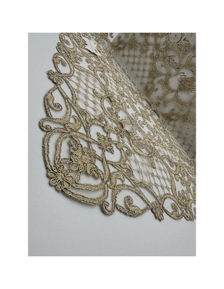 Fiori di Lena - Runner in pizzo oro ovale retato cm 140X45