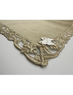 Fiori di Lena - Runner in velluto nocciola con pizzo oro cm 140X40 2