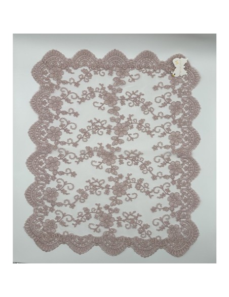 Fiori di Lena - Runner in pizzo rosa, cm 45 x x 50 con scatola