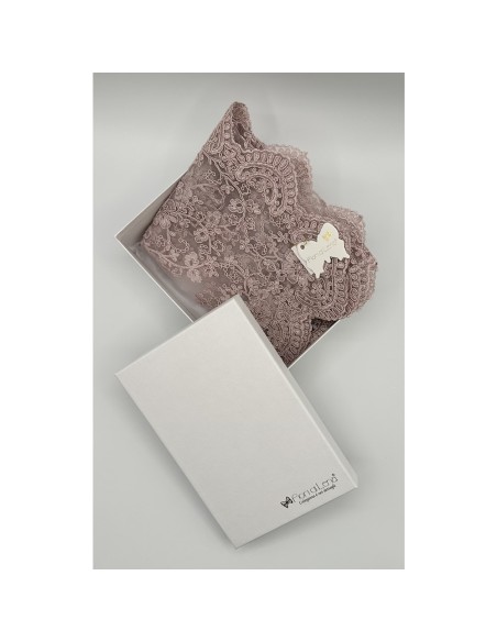 Fiori di Lena - Runner in pizzo rosa, cm 45 x x 65 con scatola