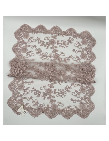 Fiori di Lena - Runner in pizzo rosa, cm 45 x x 65 con scatola