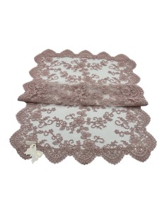 Fiori di Lena - Runner in pizzo rosa, cm 45 x x 65 con scatola